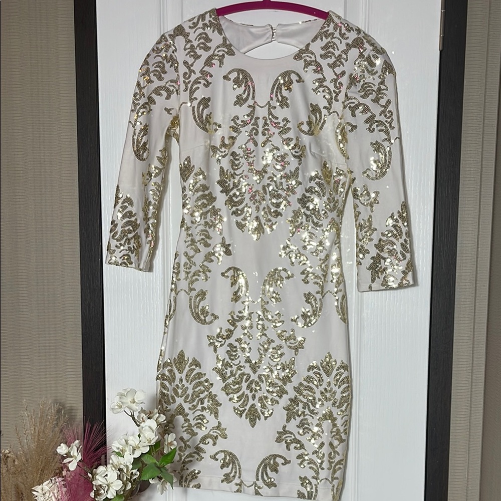 Elegant Gold and White Dress